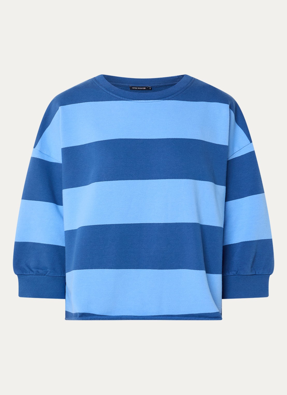 River Woods Sweater met streepprint - voorkant 3 blauw