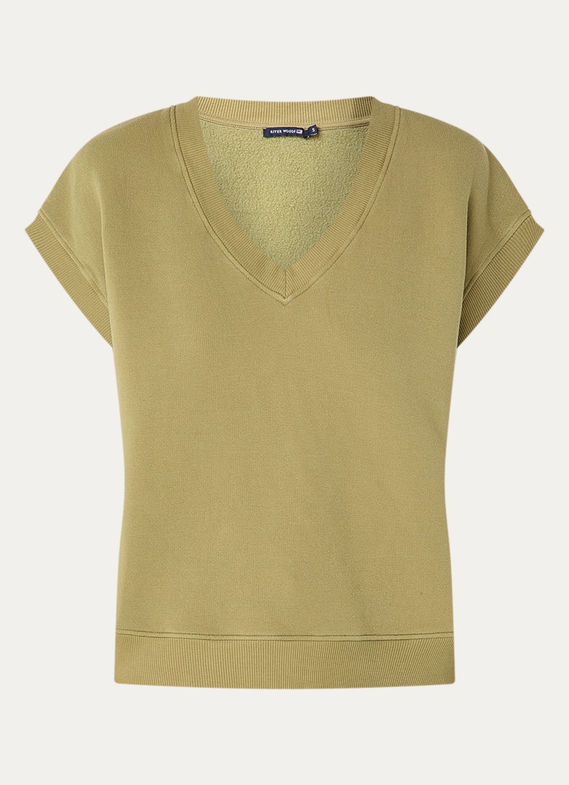 River Woods Sweater met V-hals  - voorkant olijfgroen