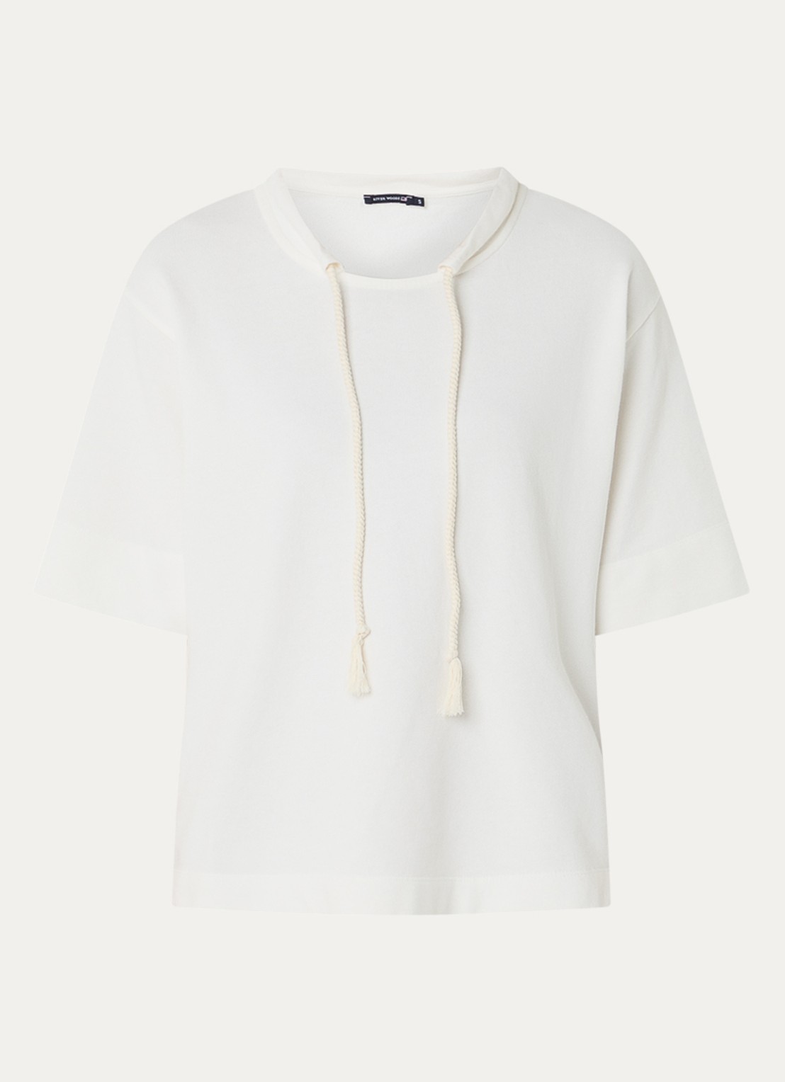 River Woods T-shirt met detail van fleece  - voorkant 3 wit