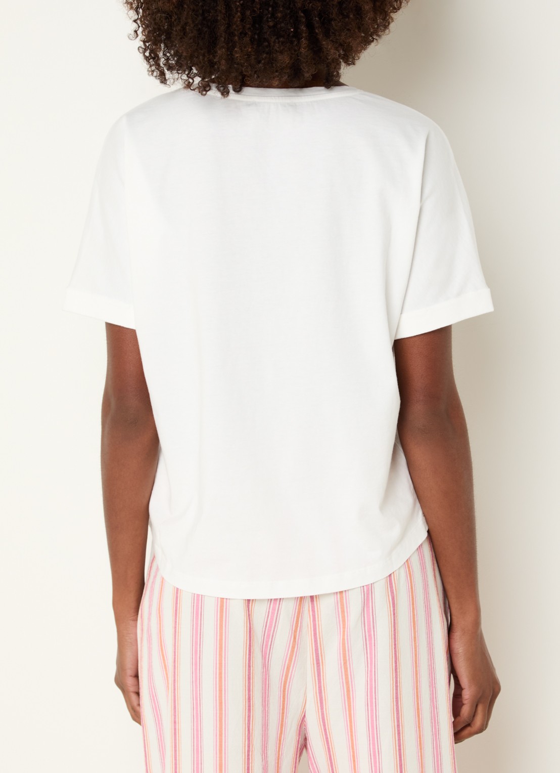 River Woods T-shirt met print en V-hals  - achterkant 4 wit