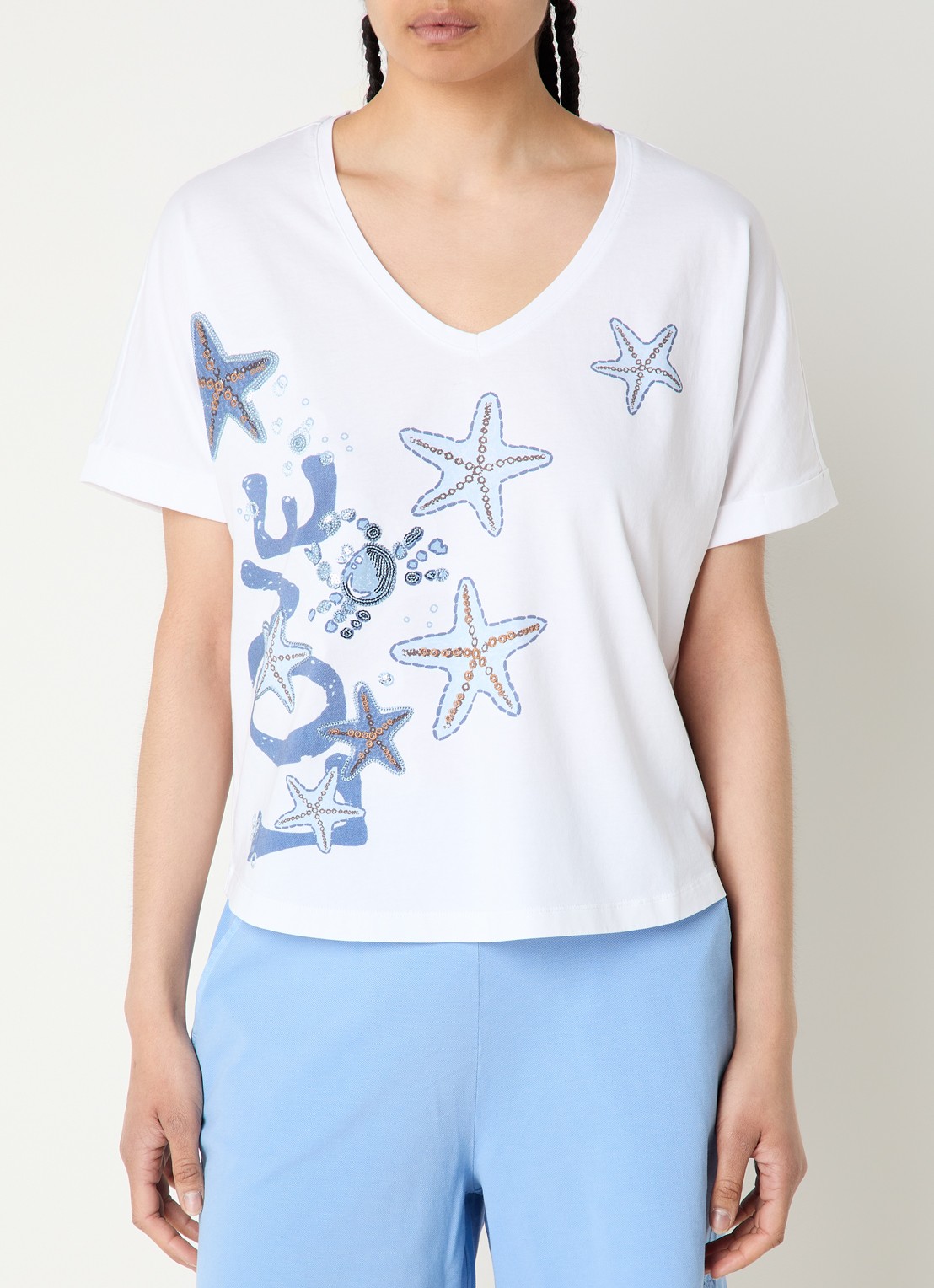 River Woods T-shirt met print - detail wit