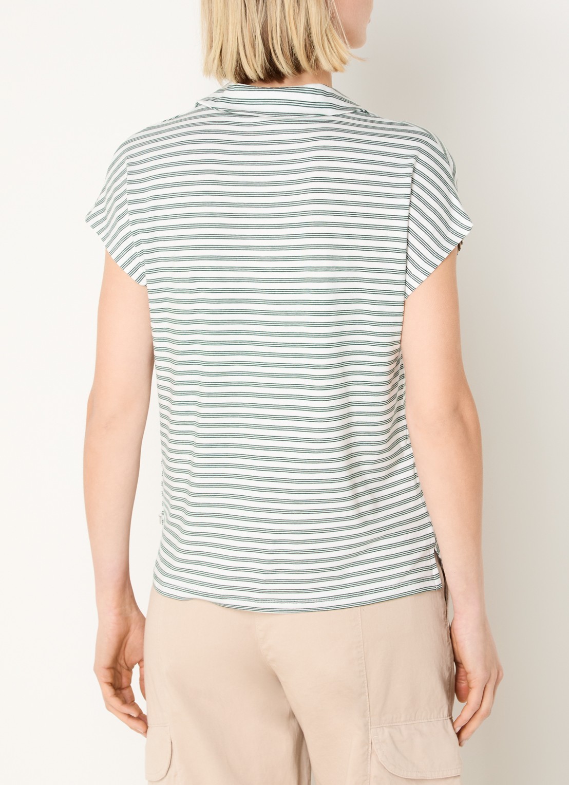 River Woods T-shirt met streepprint en kraag - achterkant 3 groen