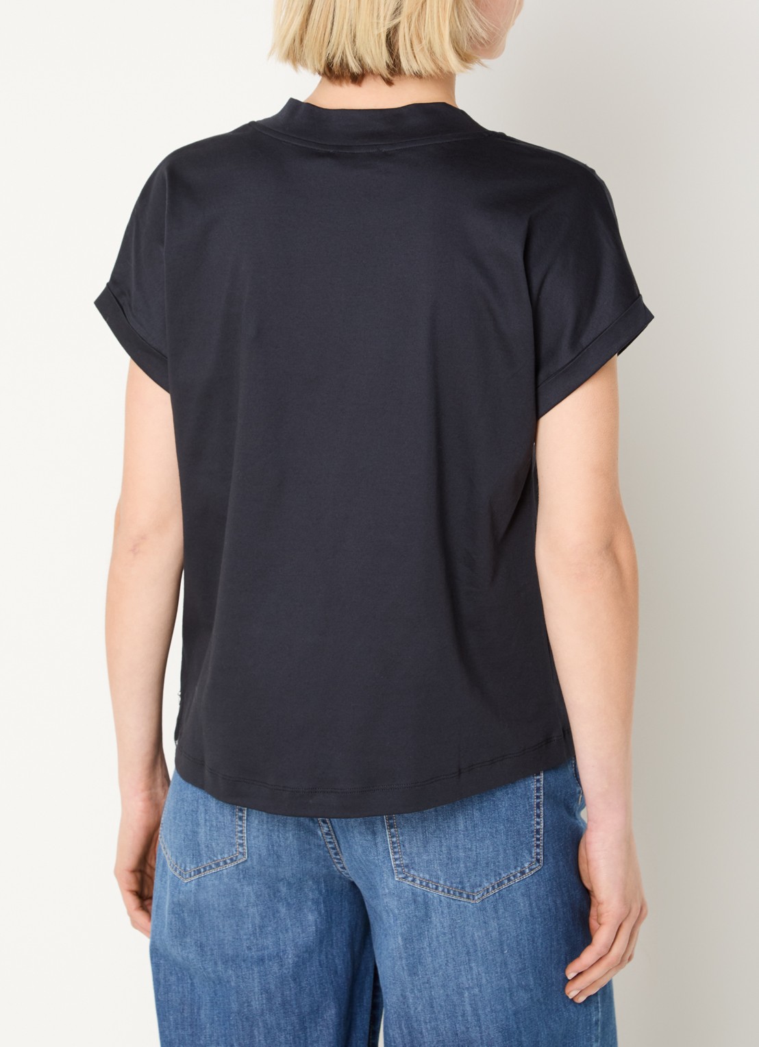 River Woods T-shirt met V-hals - achterkant 4 donkerblauw