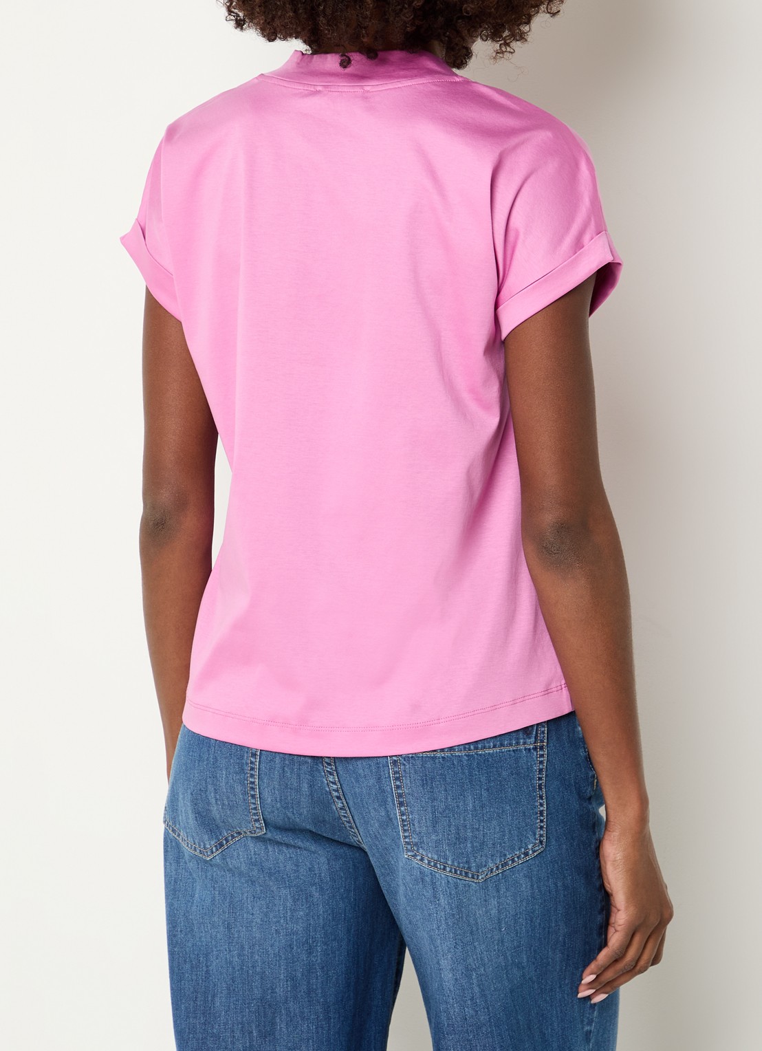 River Woods T-shirt met V-hals - achterkant roze