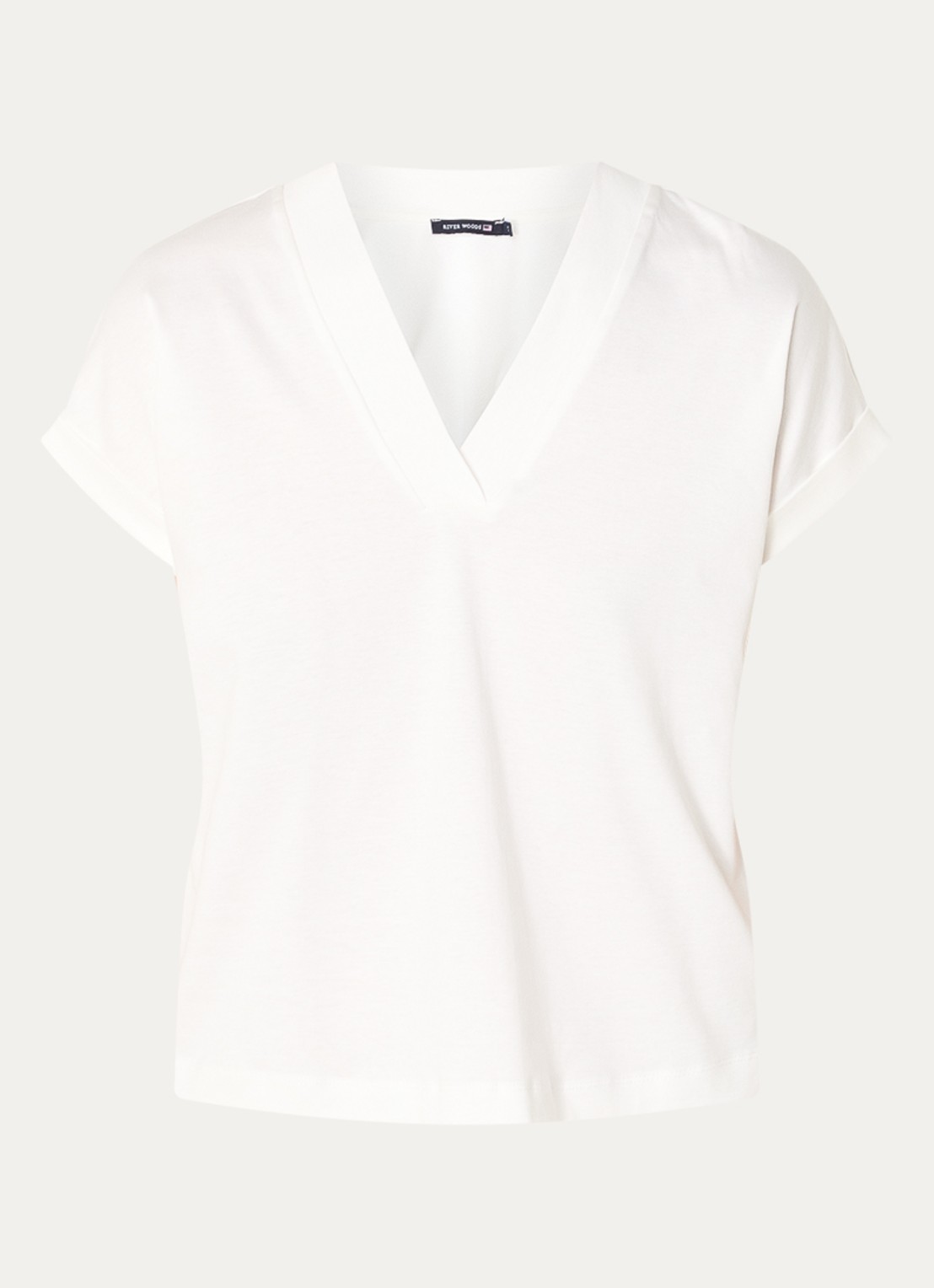 River Woods T-shirt met V-hals - voorkant gebroken wit