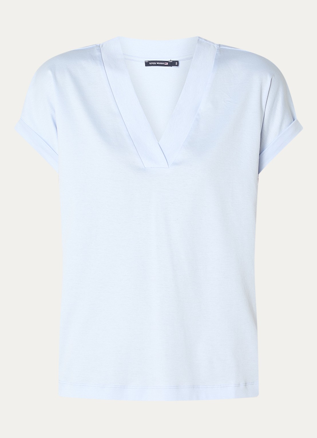 River Woods T-shirt met V-hals - voorkant lichtblauw