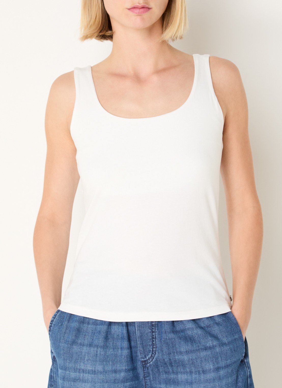 River Woods Tanktop met ronde hals - detail 3 gebroken wit