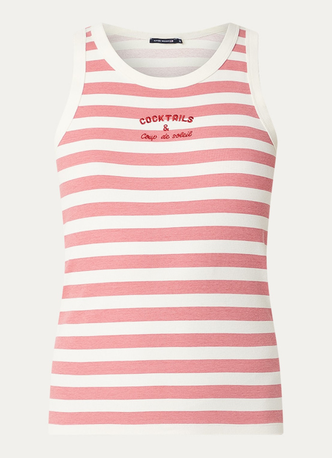River Woods Tanktop met streepprint en borduring - voorkant 2 roze