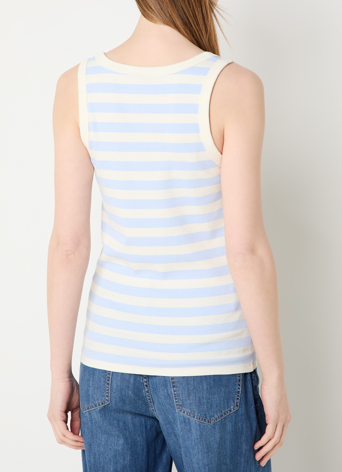 River Woods Tanktop met streepprint en borduring - achterkant 4 lichtblauw