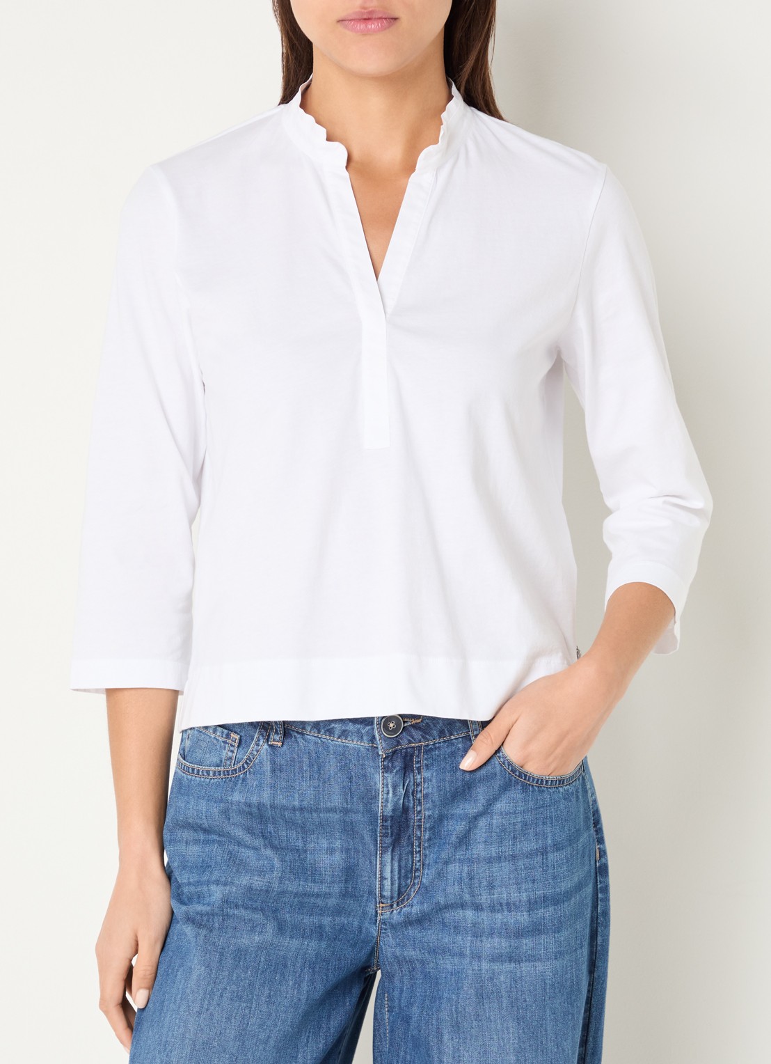 River Woods Top met V-hals - detail 3 wit