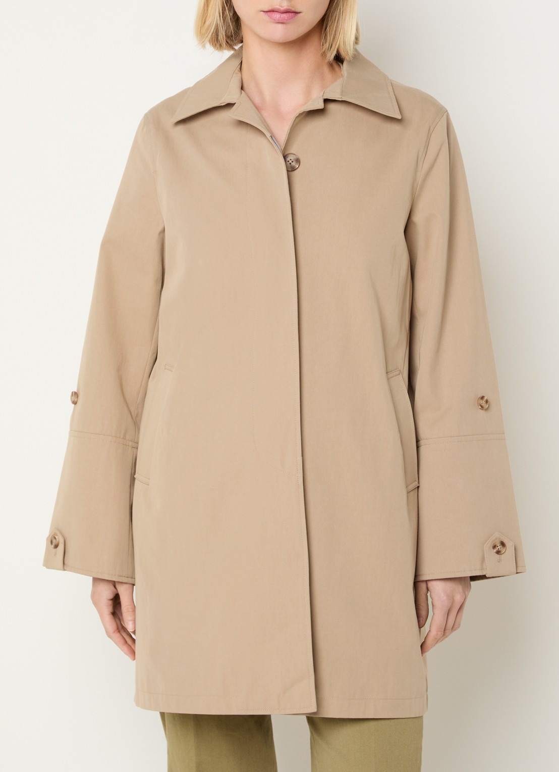 River Woods Trenchcoat met steekzakken - detail 2 khaki