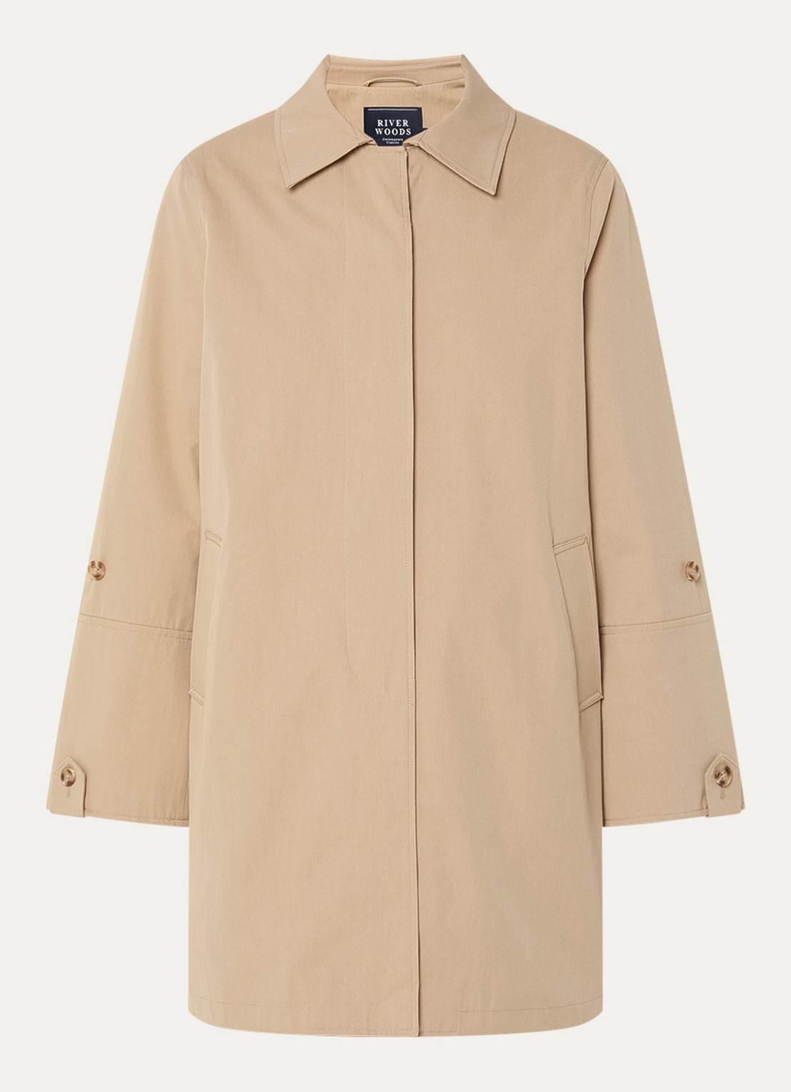 River Woods Trenchcoat met steekzakken - voorkant 3 khaki