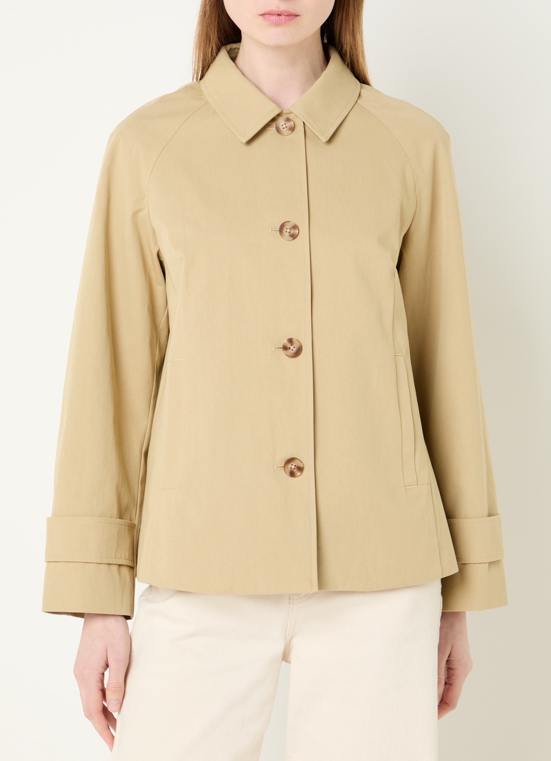 River Woods Trenchcoat met steekzakken - detail 2 khaki