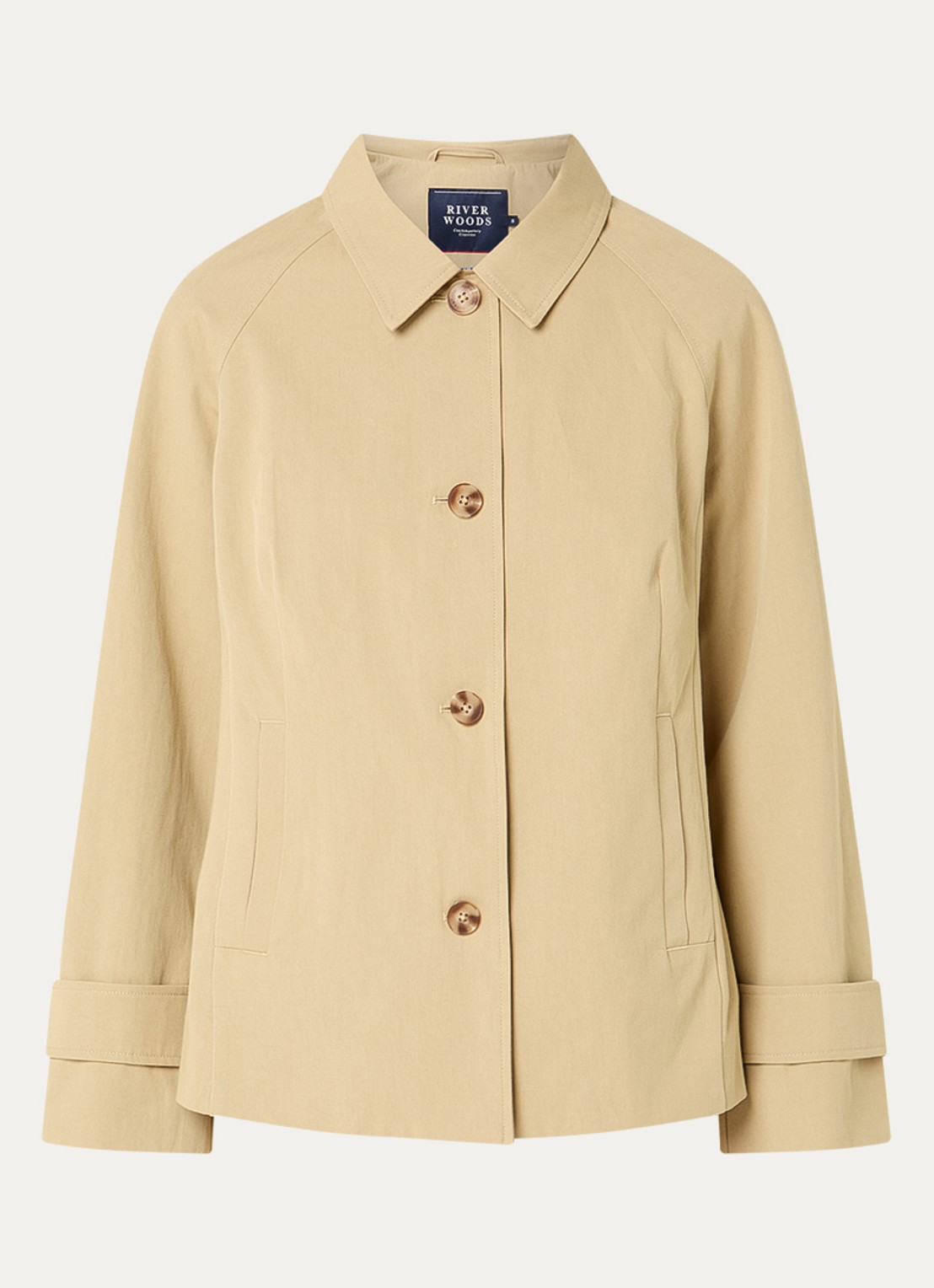 River Woods Trenchcoat met steekzakken - voorkant 3 khaki