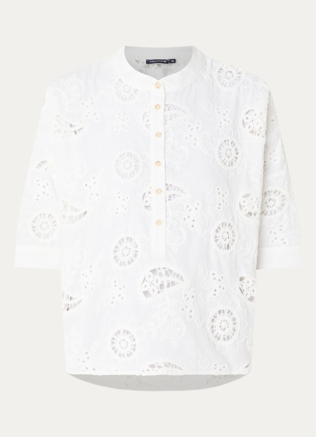 River Woods Tuniek met broderie - voorkant 3 wit