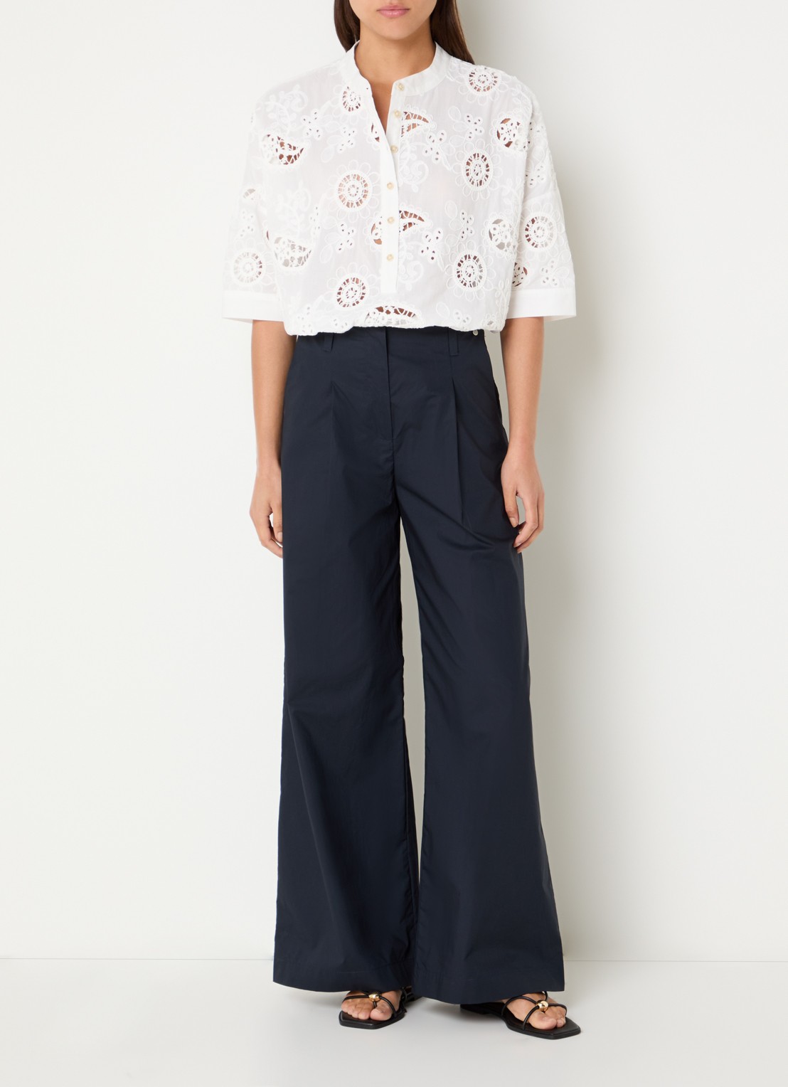 River Woods Tuniek met broderie - voorkant 4 wit