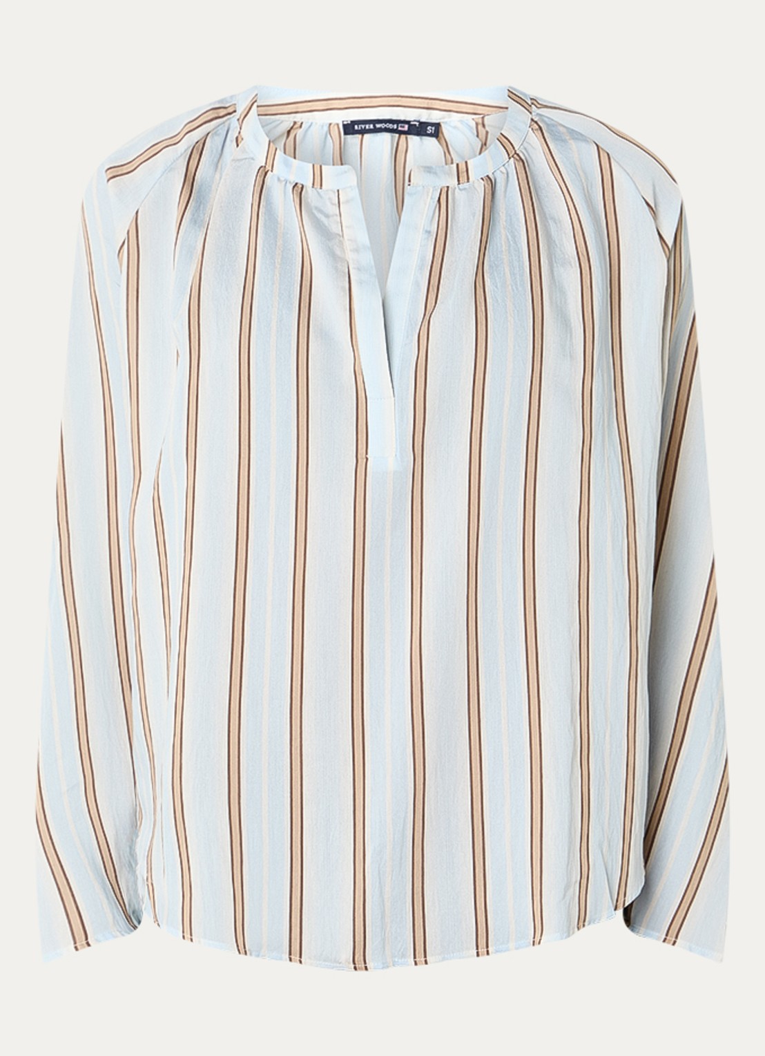 River Woods Tuniek met streepprint en V-hals - voorkant 3 lichtblauw