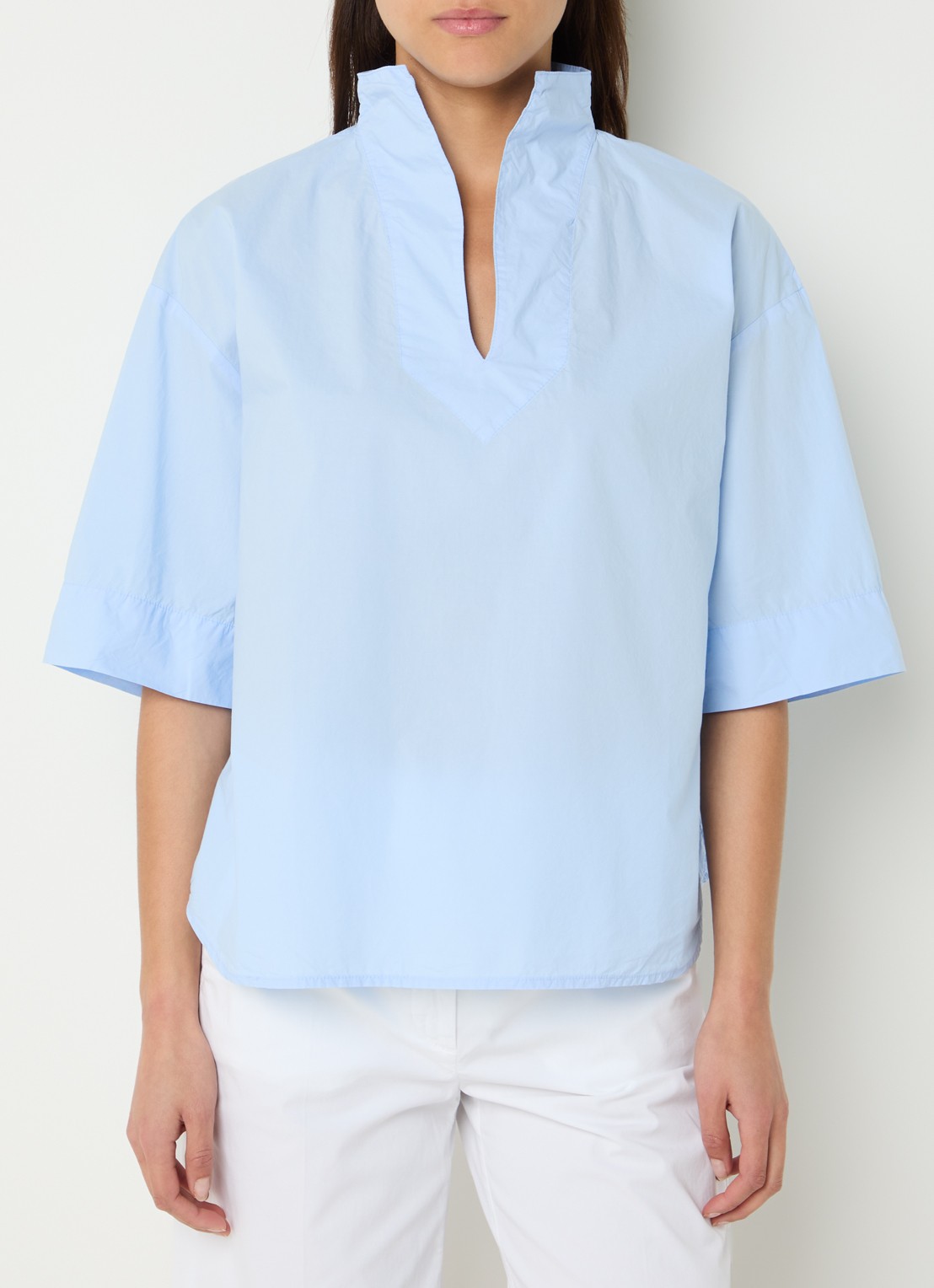 River Woods Tuniek met V-hals en opstaande kraag - detail 2 blauw