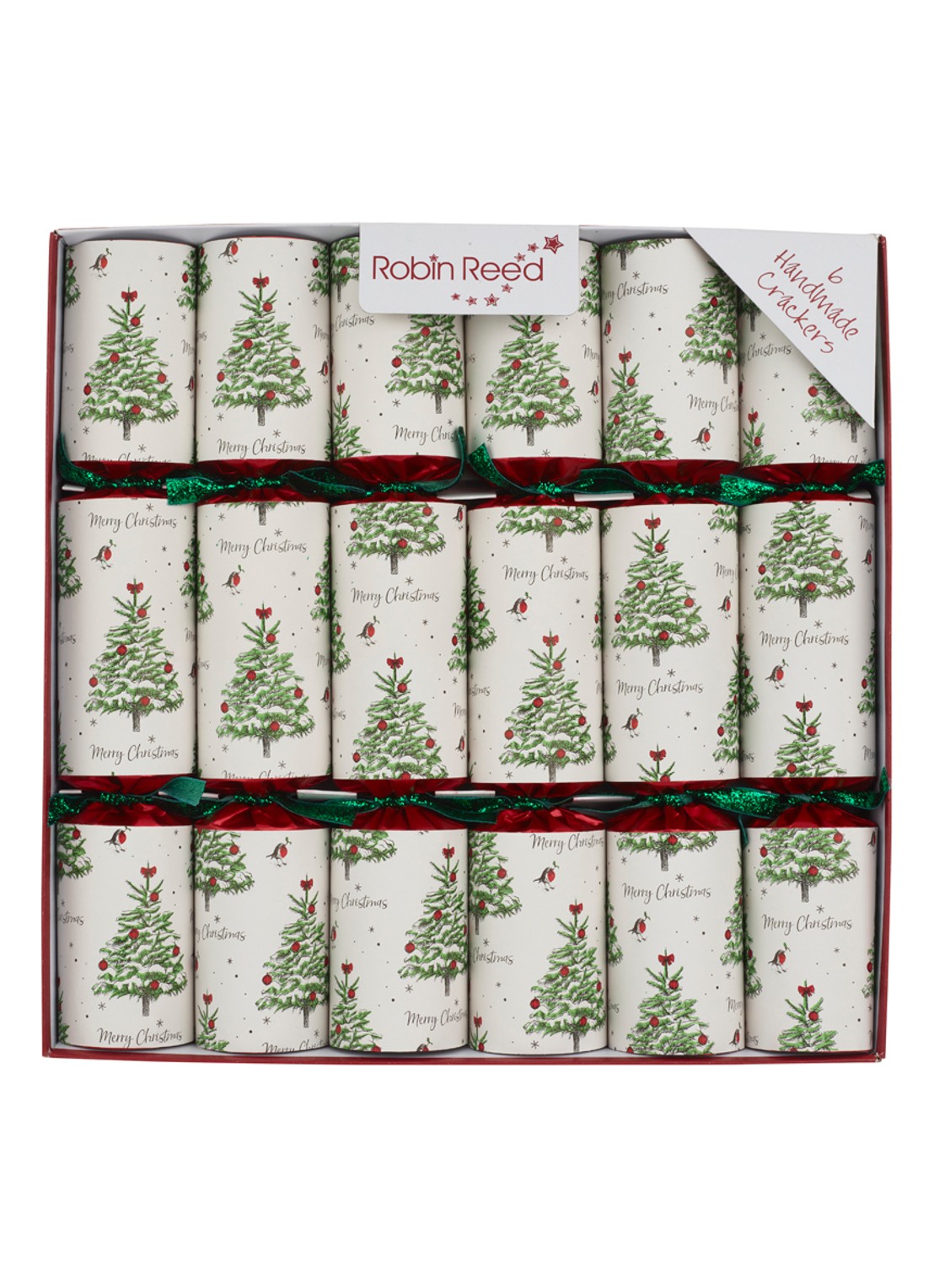Robin Reed Christmas Tree kerstcracker set van 6 - voorkant creme