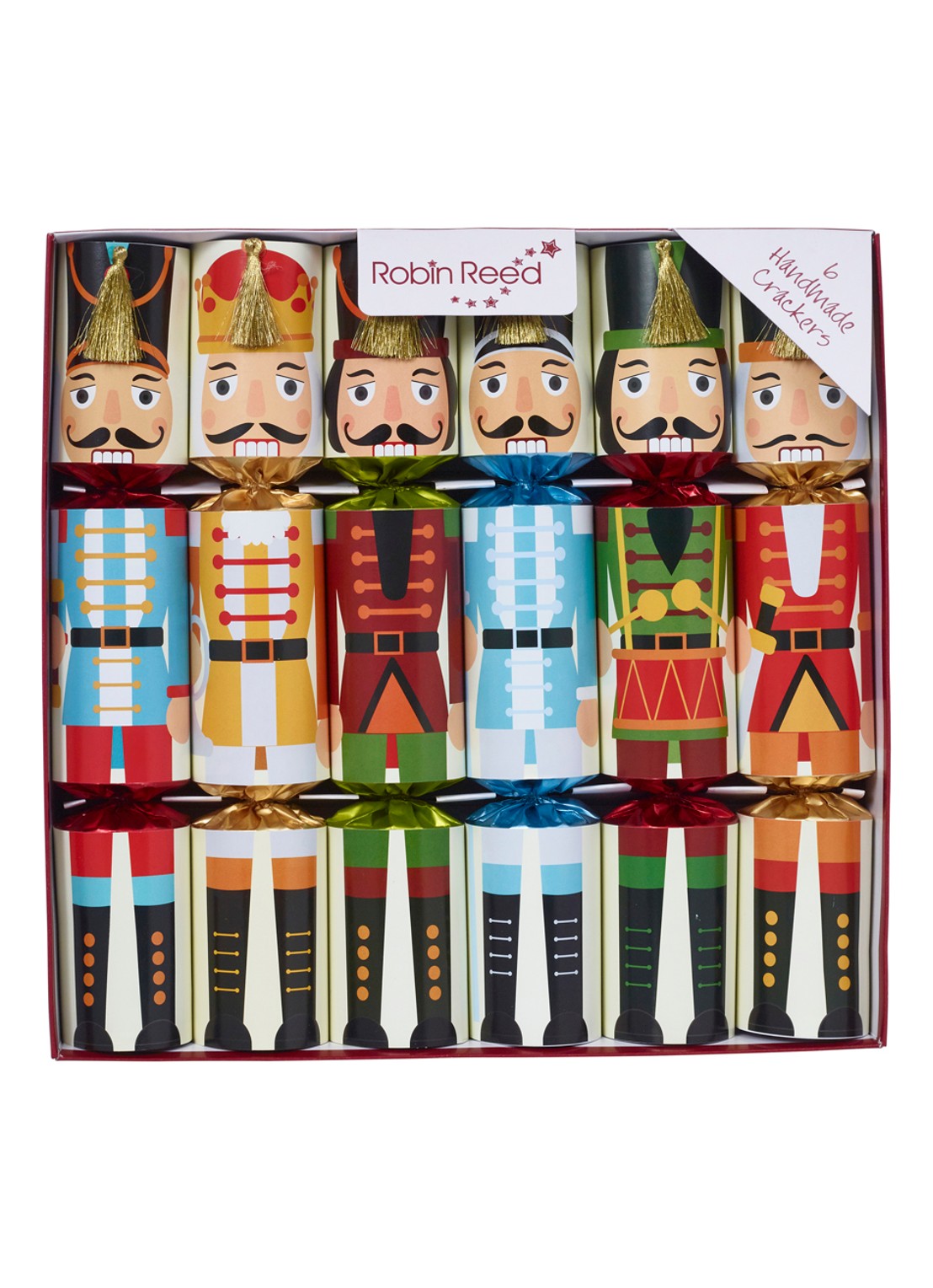 Robin Reed Nutcracker kerstcracker set van 6 - voorkant groen