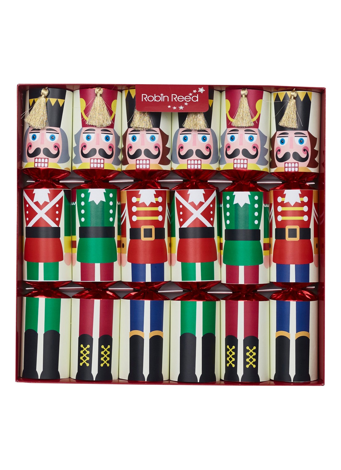 Robin Reed Racing Nutcracker kerstcracker set van 6 - voorkant rood