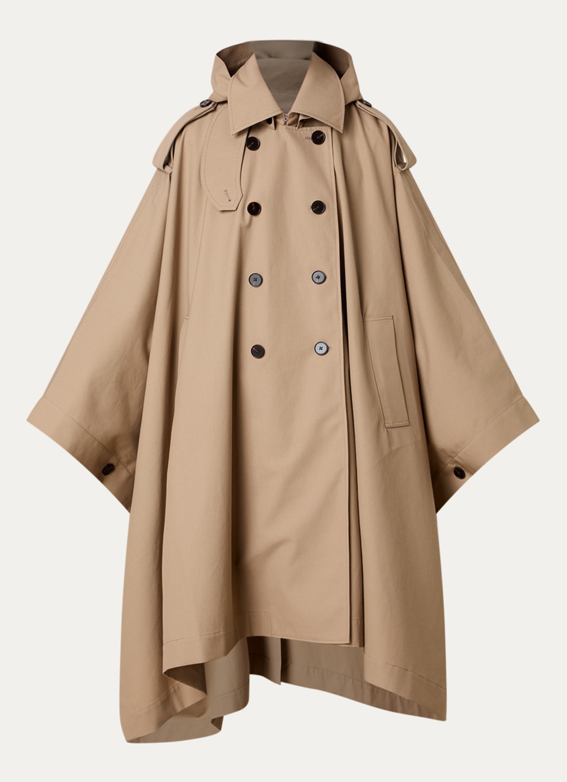 Róhe Asymmetrische trenchcoat met capuchon en steekzakken - voorkant 5 beige