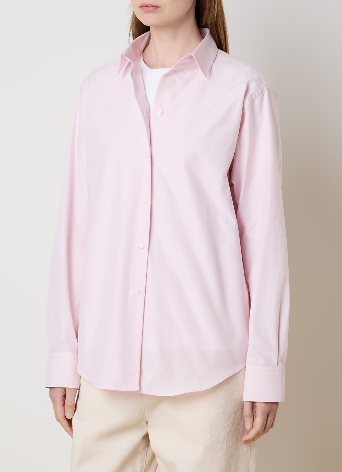 Róhe Blouse met kraag - detail 3 lichtroze