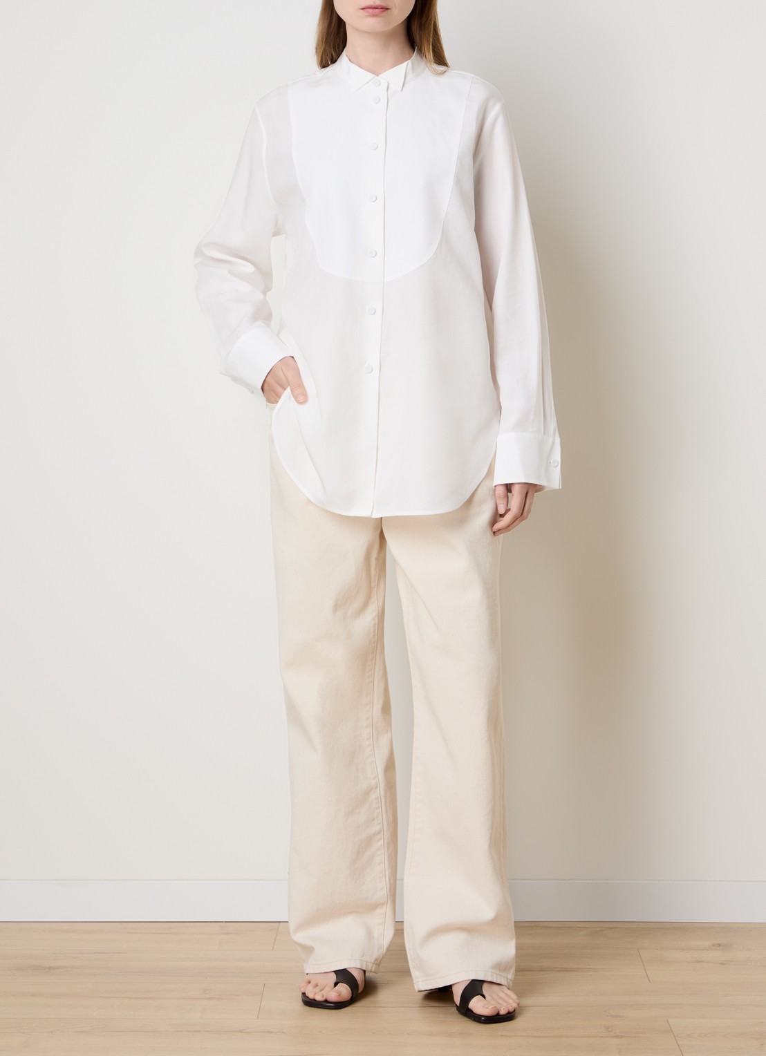 Róhe Blouse met kraag - voorkant 2 gebroken wit