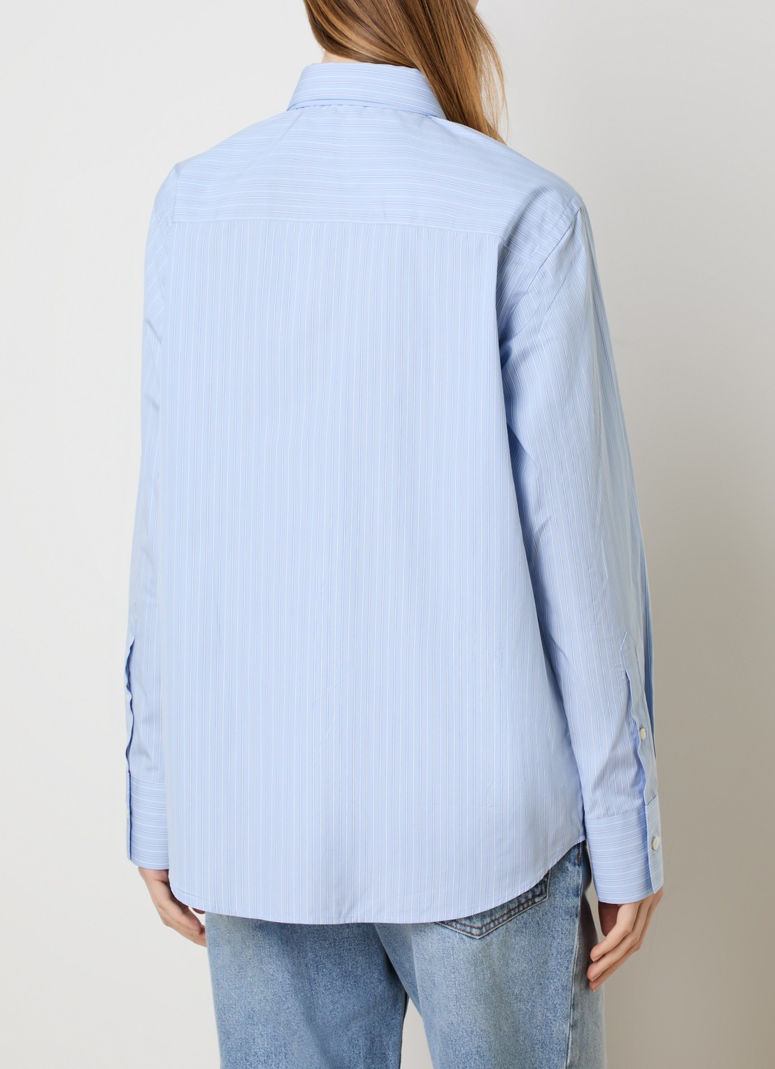 Róhe Blouse met streepprint - achterkant blauwgrijs
