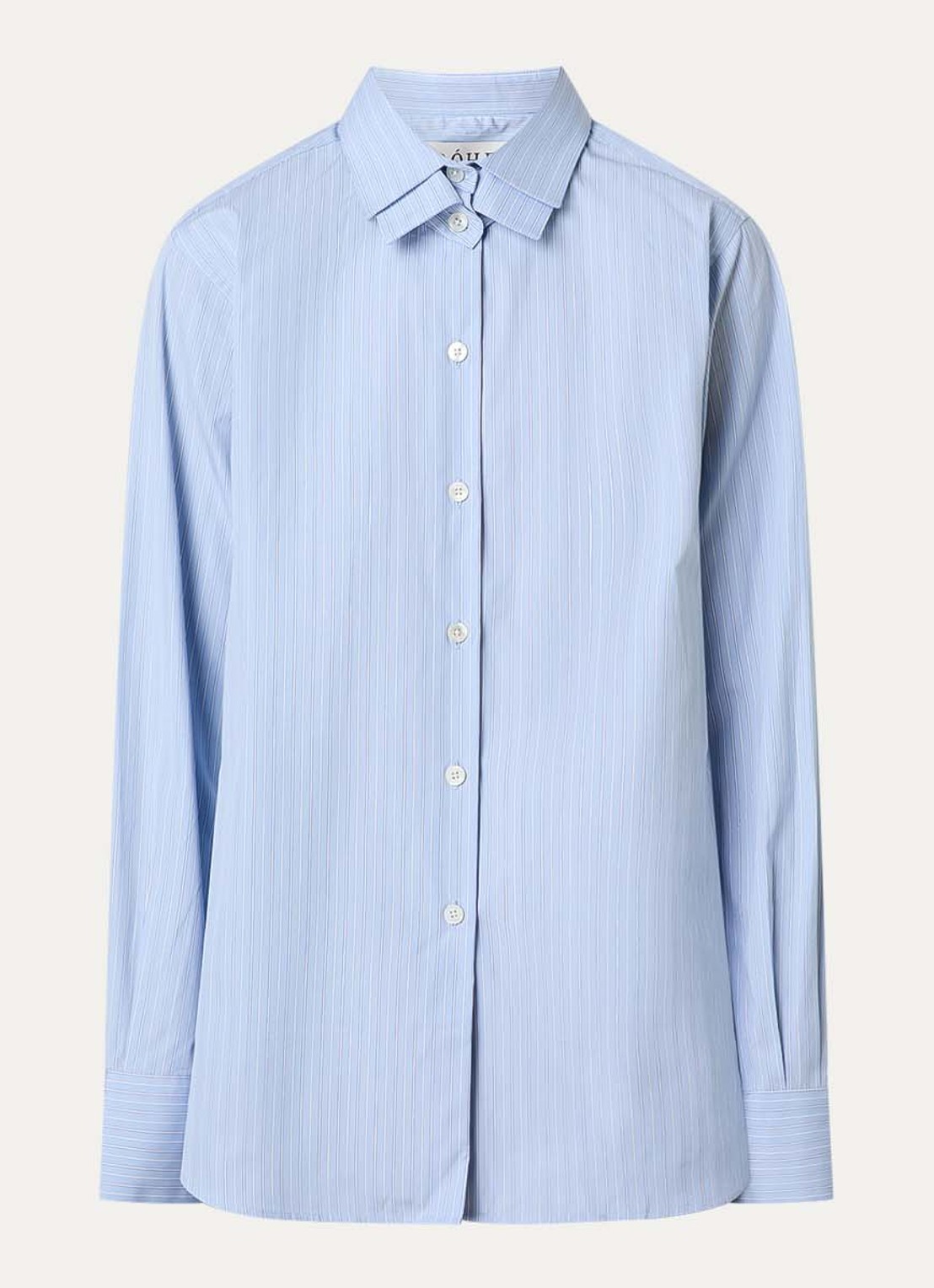 Róhe Blouse met streepprint - voorkant 4 blauwgrijs