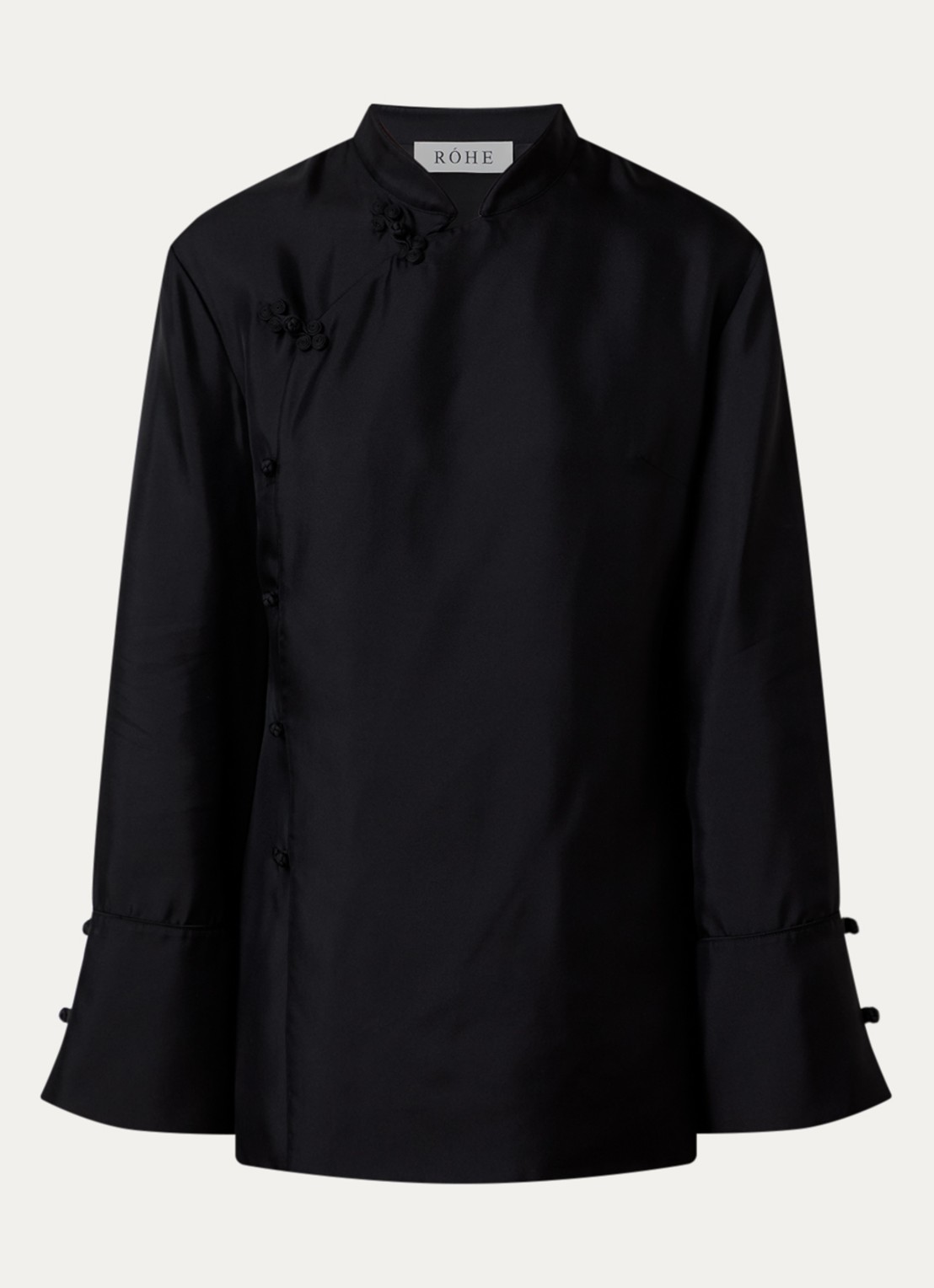 Róhe Blouse van zijde met overslag - voorkant 4 zwart
