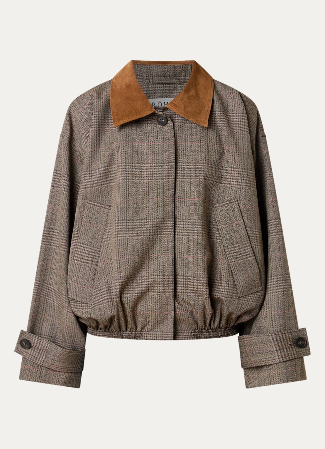 Róhe Blouson jack van scheerwol met paspelzakken en details van kalfssuède - voorkant 4 bruin