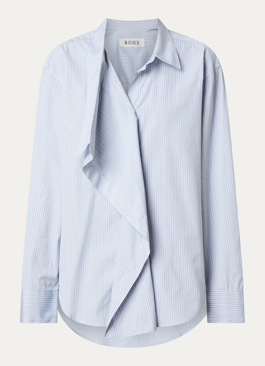 Róhe Draped blouse met streepprint - voorkant 4 blauw