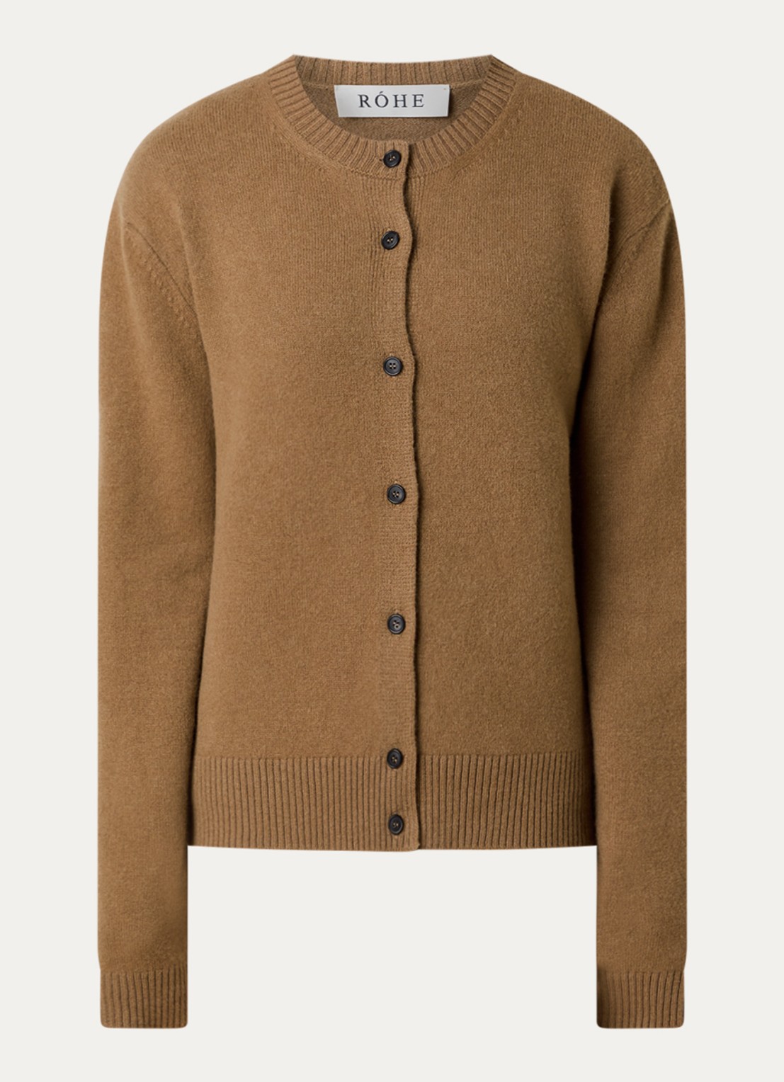 Róhe Fijngebreid vest in kasjmierblend - voorkant 3 camel