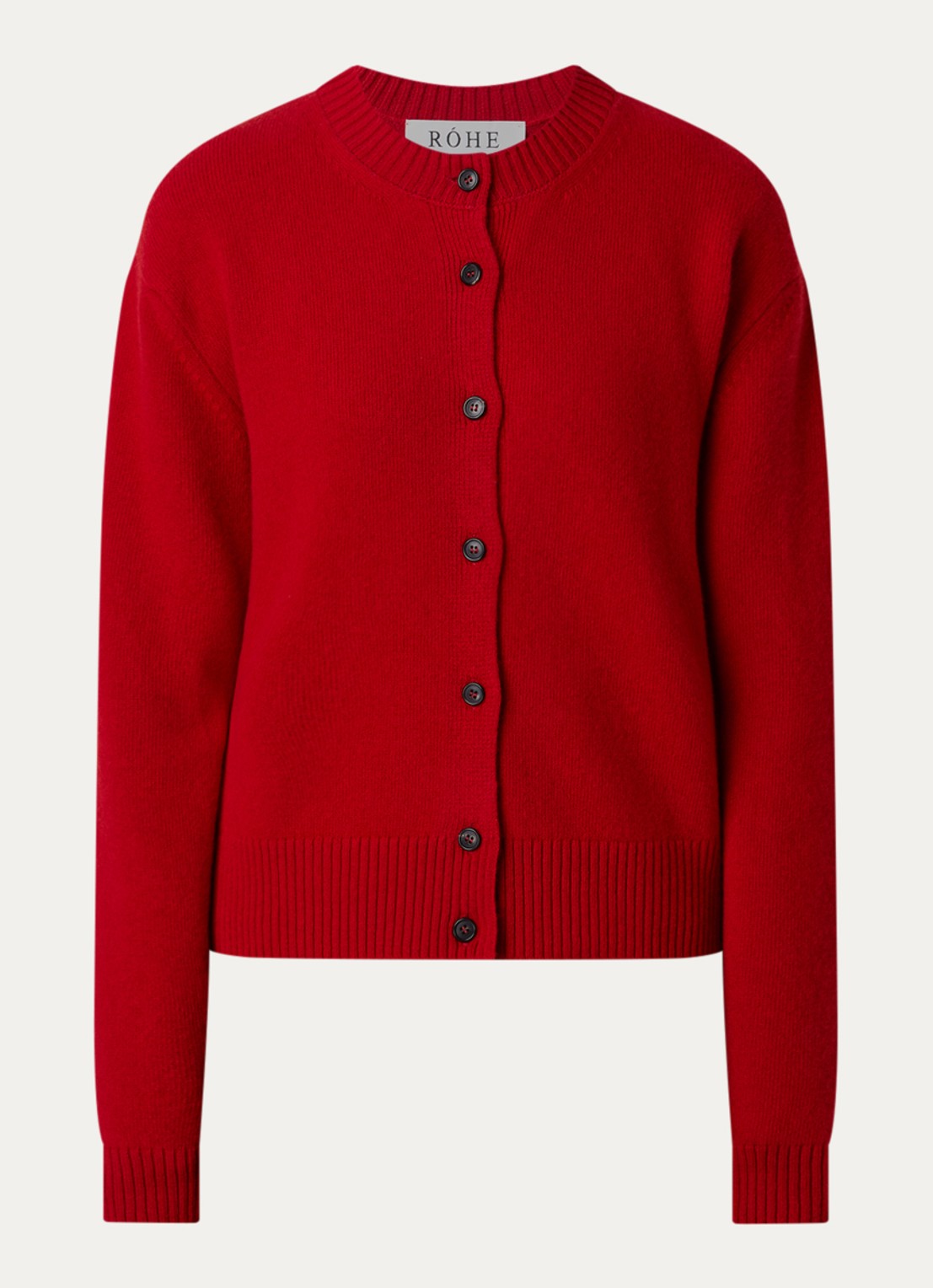 Róhe Fijngebreid vest in kasjmierblend - voorkant rood