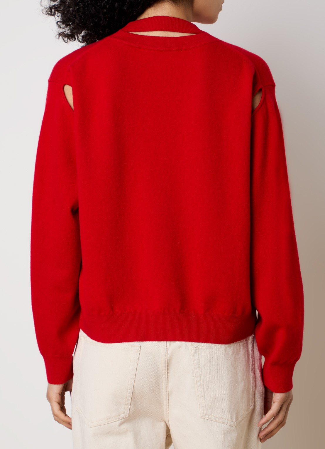 Róhe Fijngebreide pullover in kasjmierblend - detail rood