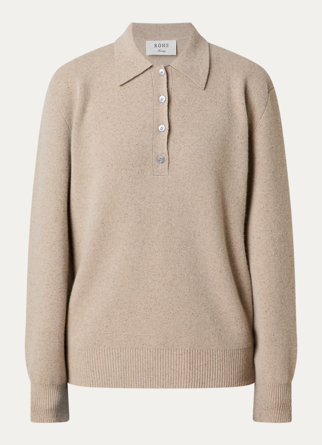 Róhe Fijngebreide trui in zijdeblend - voorkant 3 beige