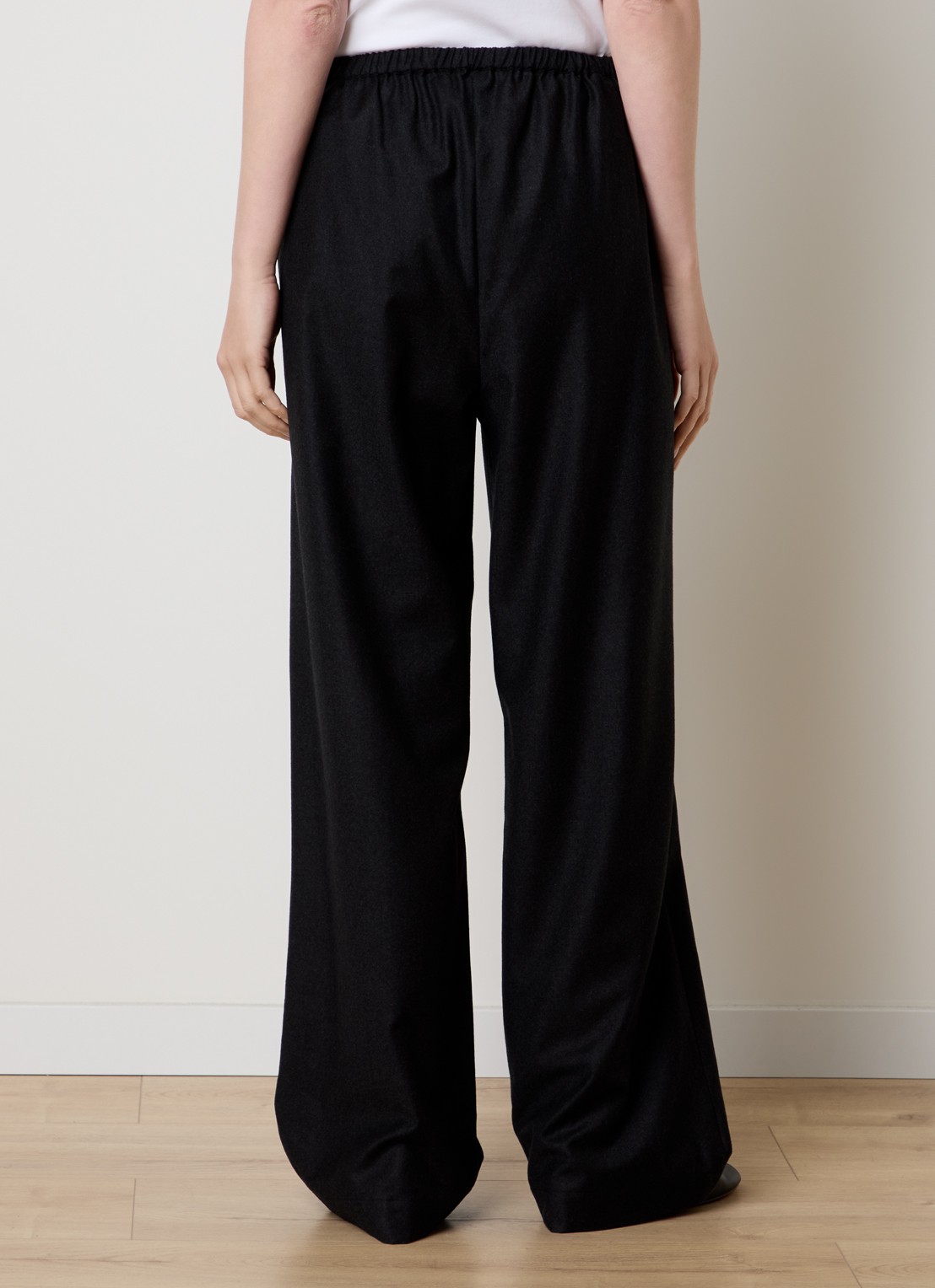 Róhe High waist loose fit pantalon van scheerwol - achterkant antraciet