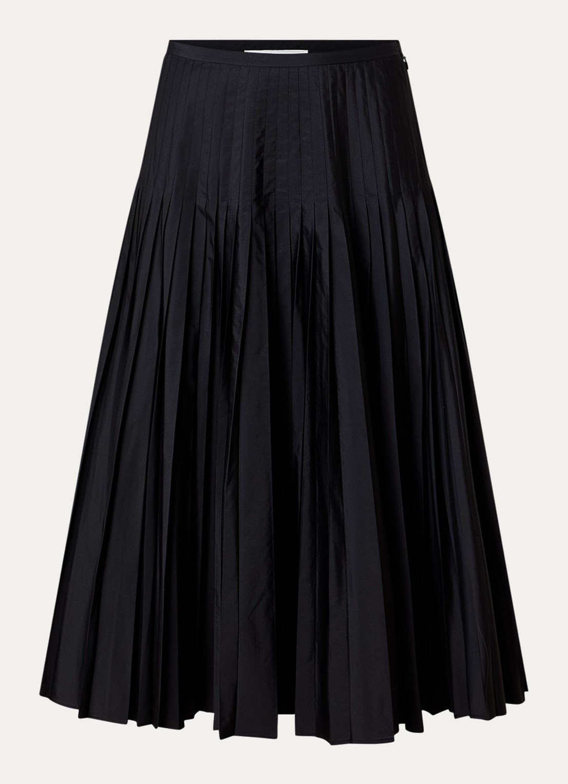 Róhe High waist midi A-lijn rok met plissé - voorkant 4 zwart