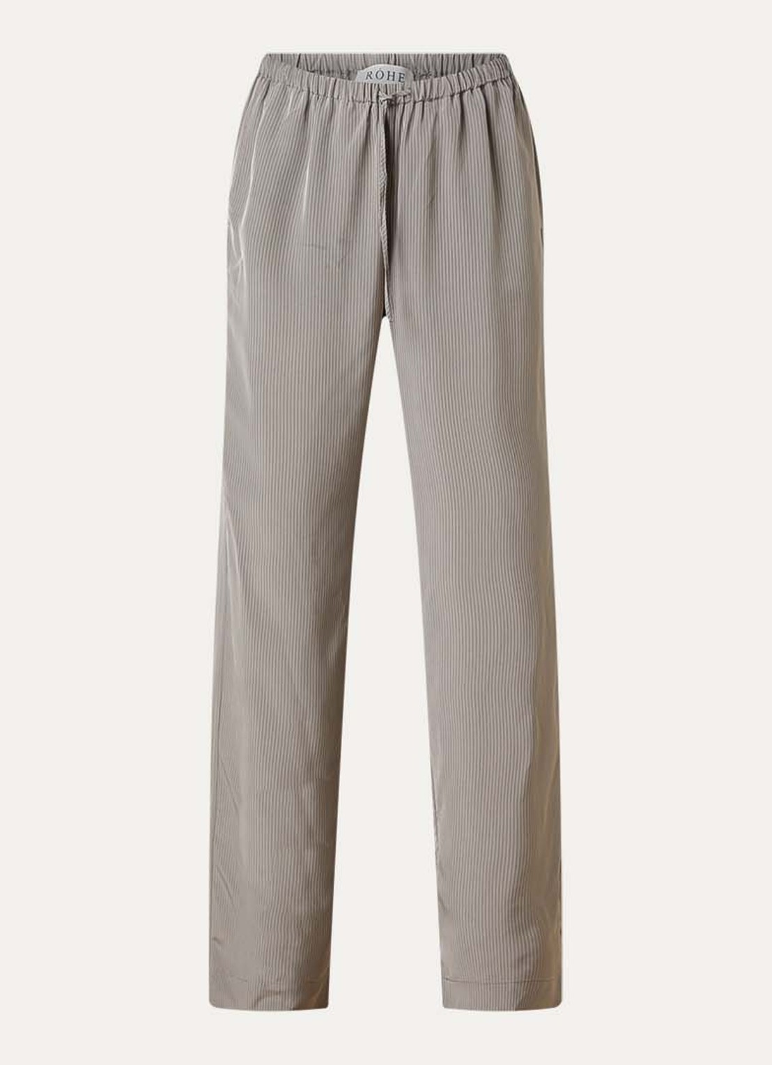 Róhe High waist straight fit pantalon van satijn met streepprint - voorkant lichtgrijs