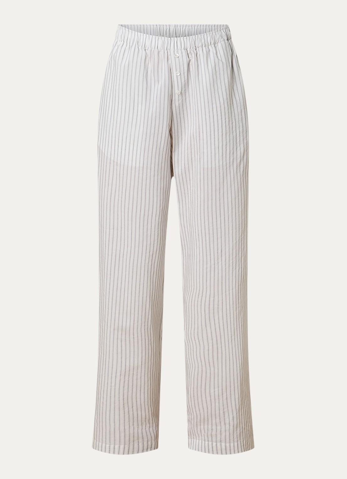 Róhe High waist wide fit broek in zijdeblend met streepprint - voorkant 4 gebroken wit
