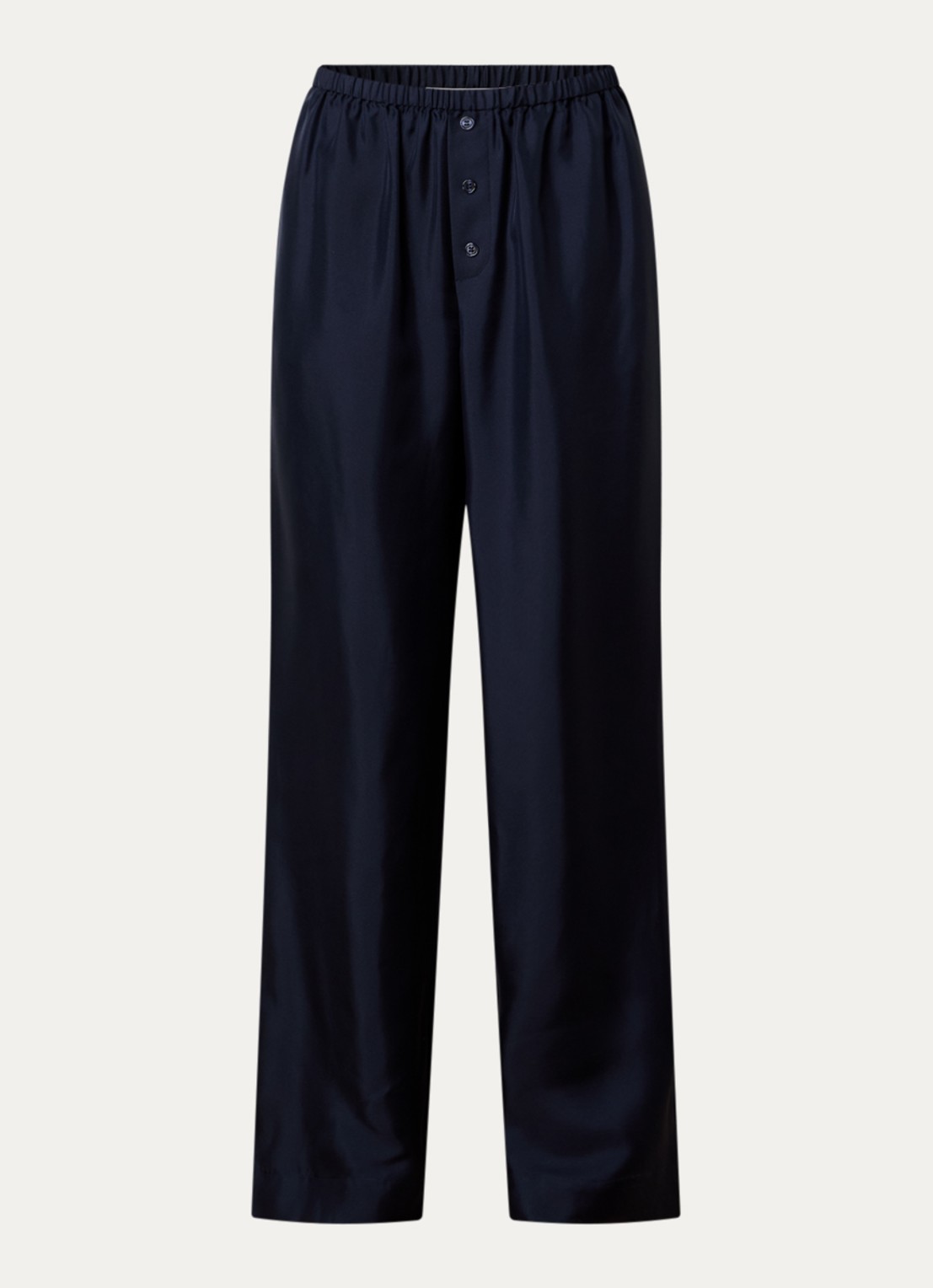 Róhe High waist wide fit pantalon van zijde - voorkant 4 donkerblauw
