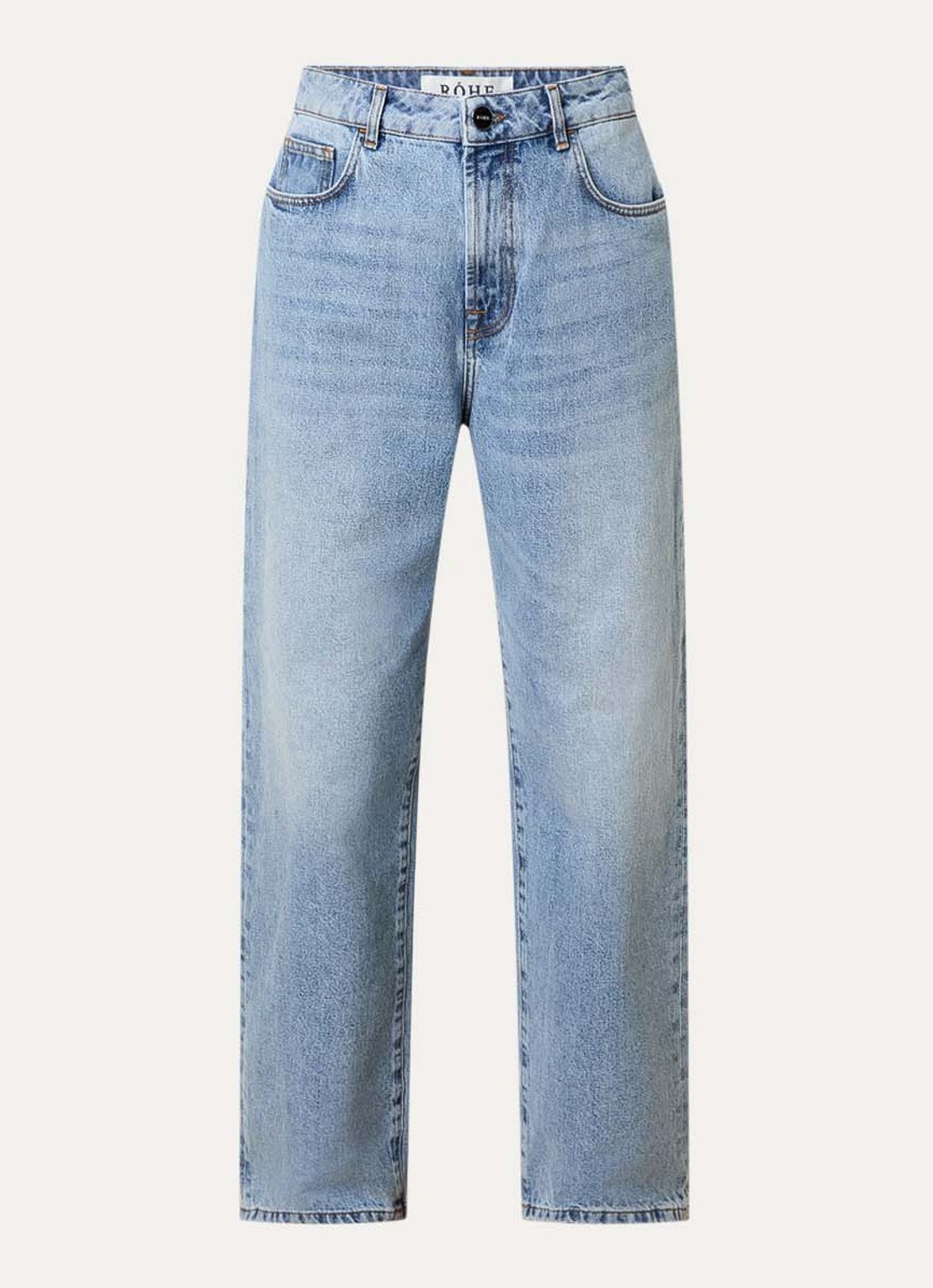 Róhe Low waist loose fit jeans met steekzakken - voorkant 5 indigo