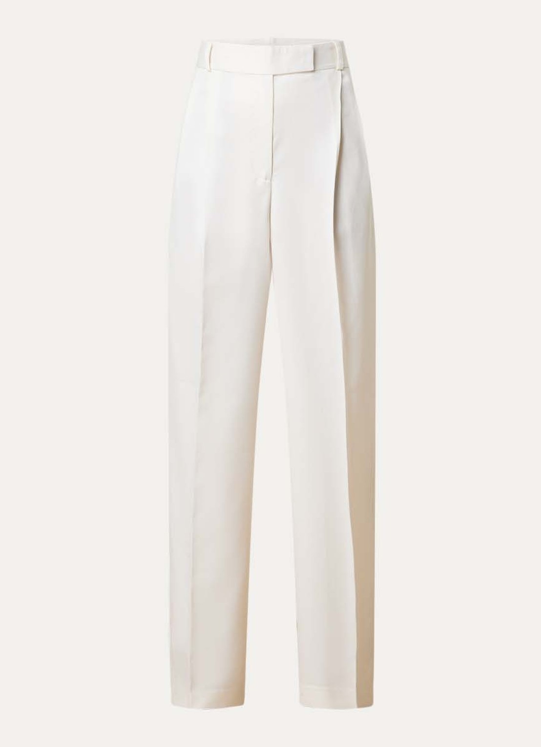 Róhe Mid waist straight fit pantalon in wolblend met persplooi - voorkant 4 gebroken wit