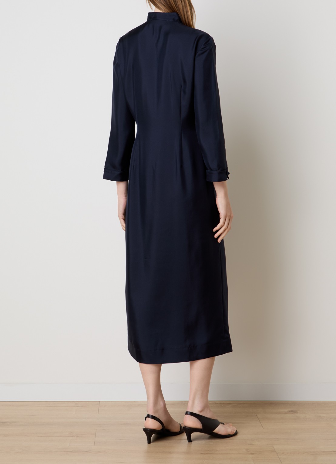 Róhe Midi jurk met overslag - achterkant donkerblauw