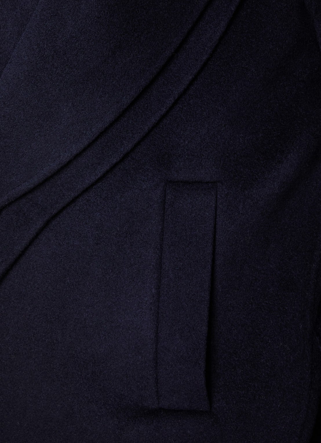 Róhe Signature mantel in kasjmierblend met strikceintuur - detail 6 donkerblauw