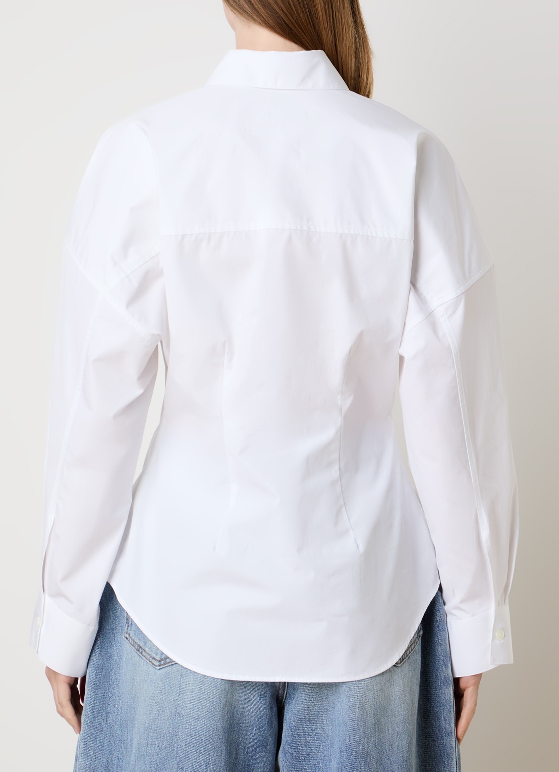 Róhe Uneven blouse met kraag - achterkant 5 wit