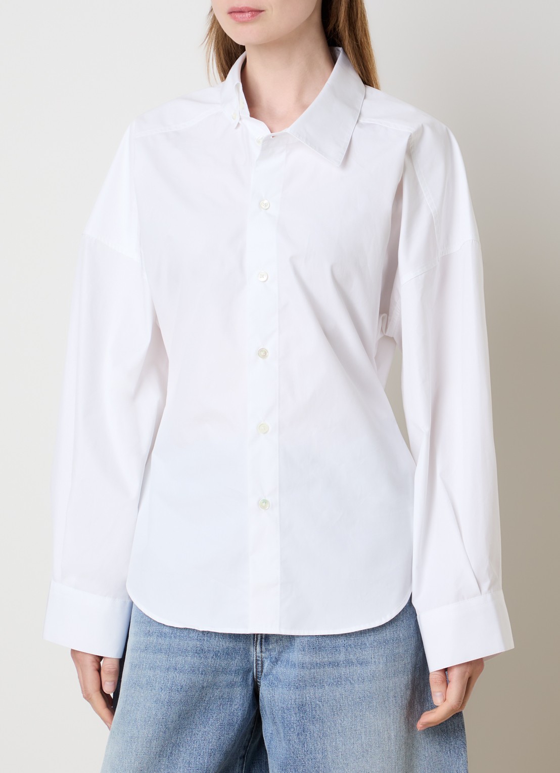 Róhe Uneven blouse met kraag - detail 3 wit