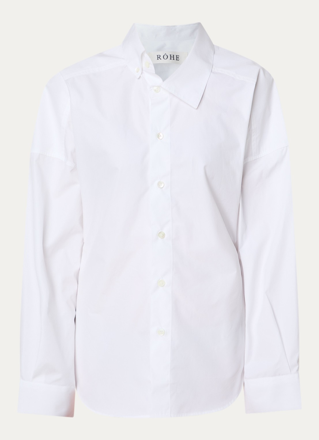 Róhe Uneven blouse met kraag - voorkant wit