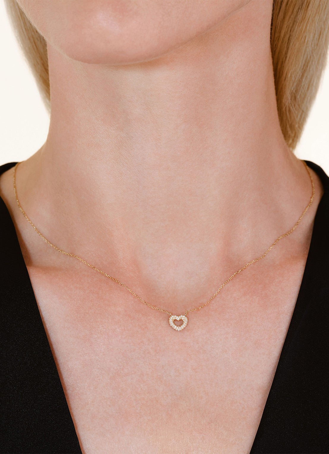 Rosefield Bubble Heart ketting van 14 karaat geelgoud - voorkant 6 goud